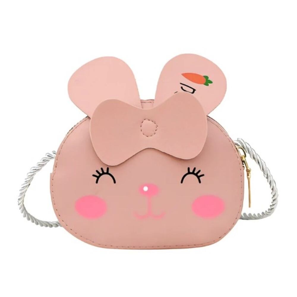 Adorable Girls Mini Pink Rabbit Purse‎ NWOT Vegan Leather crossbody coin